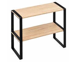 2-Laags Rek - Metalen Opbergrek - Stalen Keukenrek - Werkblad Organizer - Ruimtebesparend - Binnengebruik - Zelfmontage - Voor Keuken, Aanrecht en Werkblad - 40 x 17.5 x 35 cm - Beige