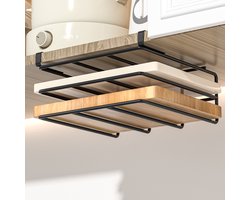 2-Lagen Ultiem Luxe Hangend Rek Onder Keukenkast-Keukenkastorganizer-zwart