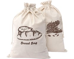 2 linnen broodzakken - voor zelfgebakken brood - 17,5 x 11,5 inch - ongebleekt en herbruikbaar - voor ambachtelijke baguettes