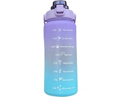 2 liter waterfles - Motivatie fles - Grote waterfles  - Bidon - Twee liter waterfles - Sportfles - Waterkan - Gallon - 2 liter Bottle - Drinkfles - Schenkfles - Sky Blue - Paars/Blauw