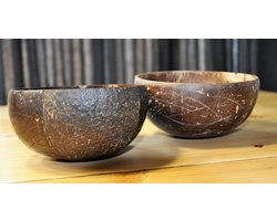 2 Luxe kokosnoot schaaltjes + 2 vorken + 2 lepels - Kom - Coconut bowl - 100% biologisch - Eco
