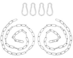 2 Meter Hangstoelketting met 4 Karabijnhaken - Duurzame Roestvrijstalen Kettingen voor Tuinschommels en Kroonluchters