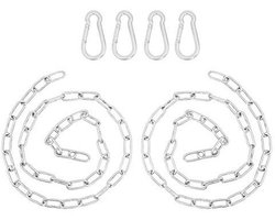 2 Meter Hangstoelketting met 4 Karabijnhaken - Duurzame Roestvrijstalen Kettingen voor Tuinschommels en Kroonluchters