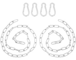 2 Meter Hangstoelketting met 4 Karabijnhaken - Duurzame Roestvrijstalen Kettingen voor Tuinschommels en Kroonluchters