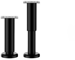 2 Meubelpoten - Hoogte Verstelbaar - 18-30 cm - Verstelbare Hoogte Metalen Poten - Met Schroeven - Meubelpoten - Hoogte Verstelbaar - Bedpoten - Steunpoten - Geschikt voor Slaapbanken - Kasten -18*6cm-Zwart