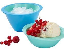 2 Multifunctionele ijs / fruitkom met Koelschalen - Lichtblauw / Mint - 190 & 340 ml - 2 Cooling Bowls