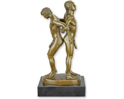 2 naakte mannen - Bronzen beeld - Erotisch sculptuur - 27 cm hoog