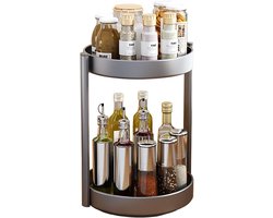 2 niveaus roterend kruidenrek draaitafel luie Susan make-up organizer - kast organizer metaal - verwijderen kruidenrekken - keukenkast bijkeuken tafel badkamer