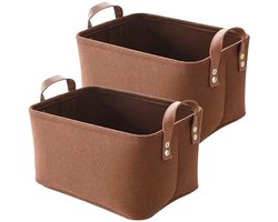 2 opbergmanden voor kinderen - Vilt - Met handvatten - Geschikt voor het opbergen van kleding, handdoeken, toiletartikelen, babyproducten en boeken - Bruin