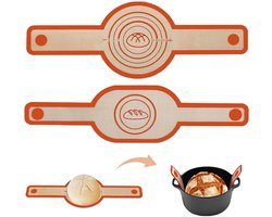 2 ovaal en rond siliconen broodsling voor Dutch Oven, antiaanbak siliconen bakmat, broodsling met lange handvatten, broodbakplaatinzetstuk voor het overbrengen van deeg, Perfect Baking Tool, rood