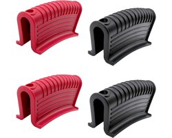 2 paar hittebestendige siliconen pannenlappen - antislip geïsoleerde handgrepen (zwart en rood)