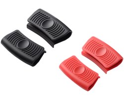 2 paar - Siliconen pannenlap - handgreephouders - kookpothouder pannenhandvat - rood,zwart - Siliconen - voor keuken, pot, pan en kookgerei - 8*4*1.2 cm
