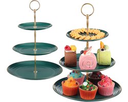 2-pack 3-laags taartstandaard cupcakehouder dessertborden voor taarten, fruit, koekjes, snoep, serveerschaal voor chiristmas, bruiloft, verjaardag