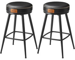 2 Pack Barkrukken - Counter Krukken - Keukenkrukken - Stalen Frame - 58D Schuim - PU Leer - 54cm x 54cm x 65cm