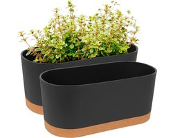 2-pack bloembakken plantenbakken 40x7cm zelfwater gevende potten met drainagegaten en bakken moderne decoratieve bloempot voor alle kamerplanten, bloemen, kruiden (donkergrijs)…
