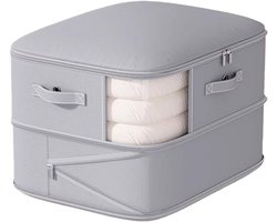 2-pack-Compressie-opbergzak Vacuüm-opbergzak Ritssluiting Dubbele laag Ruimtebesparende kledingopbergzak Geschikt voor Quilt Dekbed Kussen Matras Beddengoed（grijs）