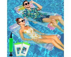2-pack Eco PVC Drijvende Buiten Hangmat, 4-in-1 Versterkt
