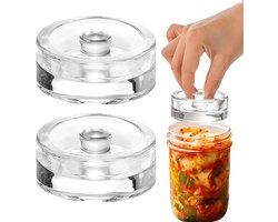 2-pack glazen fermentatiegewichten - met handgrepen met goede grip - geschikt voor weckpotten met brede opening, inmaakpotten, fermentatiekits, zuurkool, kimchi en meer Glazen fermentatiegewichten - Keukengereedschap voor thuis