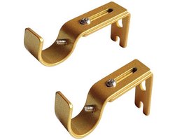 2-pack – Gordijnroedesteunen – Verstelbare metalen haken – Geschikt voor 1-inch gordijnroedes – Goud