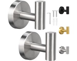 2-pack Handdoekhaken, Badjashaak, Badkamerjashaak, Wandmontage, Roestvrijstalen Badkamerhaken, Handdoekhaak Voor Slaapkamer, Keuken, Hotel, Kantoor