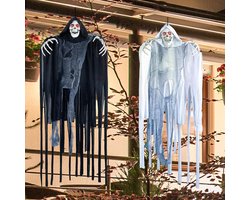 2-Pack Hangende Magere Hein Halloween Decoratie met LED Ogen en Geluid