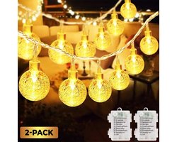 2-Pack Homèlle lichtsnoer - 40 LED (2x20) - 6 meter verlicht (2x3) - Warm-wit - ø2cm - Tuinverlichting - Kerstverlichting buiten & binnen - Buitenverlichting - Lichtslinger - Lampjes slinger - Cristal