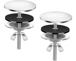 2-Pack kraangatafdekking, kraangatplug roestvrij staal chroom 50 mm, gootsteenplug voor keukengootstenen, eenvoudige installatie voor keuken- en badkamergootstenen (zilver)