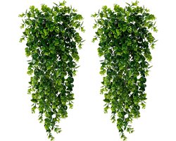 2-pack kunstmatige hangplanten - kunstmatige eucalyptusplanten - UV-bestendige plastic planten - voor binnen en buiten, kamer, muur, bruiloft, terras, veranda decoratie - Nep planten - Kunstplanten Hangend - Onderhoudsvrije - Kunst Klimop