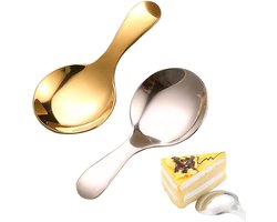 2 Pack Lepels met Korte Handgreep - RVS Mini Zoutlepels - Suikerlepel - Theelepel voor Thee, Koffie, Dessert, Bloem, Jam, Yoghurt