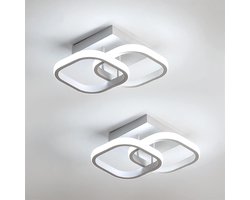 2-pack moderne LED-plafondlampen, 24W 2700LM kleine vierkante LED-plafondlamp, koelwit 6500K, binnenverlichting voor slaapkamer, woonkamer, gangpad, balkon, trap, entree