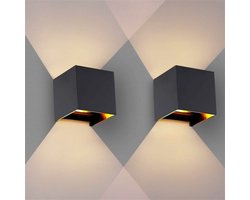 2-Pack Moderne LED Wandlampen - 12W Up/Down Verlichting - Instelbare Hoek COB LED - Waterdicht Aluminium - Voor Slaapkamer/Woonkamer - Warm Wit - 2 Stuks