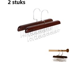 2-pack - multifunctionele hanger van massief hout - geschikt voor opberghaak voor ondergoed en vest - kledingkast voor studentenhuis - retrokleur