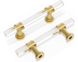 2-pack (ongeveer 9,6 cm) Acryl kastgrepen Gouden ladegrepen Geborsteld messing beslag Zinklegering Geschikt voor ladekasten Keuken
