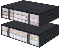 2-pack opbergboxen voor onder het bed, lades voor onder het bed, opvouwbare opbergtas voor kleding met deksel - Geschikt voor dekbedden, kleding en een kledingkast onder het bed - Model B - 60*45*15cm