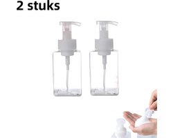 2-Pack - Push-Pull Fles - Gezichtsreiniger, Handzeep, Shampoo, Schuimfles - 450ml - Transparant