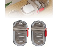 2-pack - reis zeep doosjes - lekvrije zeephouder met deksel - doorzichtige grijze zeepdoos - draagbare zeepkist - voor badkamer, sportschool, kamperen, vakantie