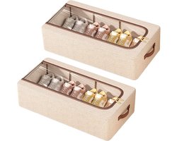 2-pack schoenenorganizer voor in de kast, opbergbakken, hoedenorganizer, opbergcontainers onder het bed, opvouwbaar, stapelbare schoenenopbergcontainers voor het opbergen van schoenen, kleding en dagelijkse benodigdheden