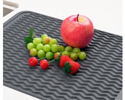 2 Pack Siliconen Afdruiprek Mat 16 "× 12" (40 cm × 30 cm) Keuken Schotel Drogen Hittebestendige Mat Opvouwbare Gootsteen Antislip Keuken Afvoerplank Grijze Matten voor Keuken Teller