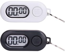 2-Pack sleutelhangertimer - draagbare digitale afteltimer met LCD-scherm - zakstopwatch - geschikt voor sport, koken, bakken, training, douchen, studeren