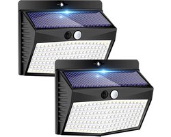 2-Pack Solar Lamp Buiten - Wandlamp - Met Bewegingssensor - 3 Verlichtingsstanden - Waterdicht IP65 - Voor Tuin & Oprit - Zonder Kabels