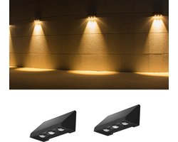 2-Pack Solar Mailbox Lights Waterdichte Solar Lampen Buitenverlichting Op Zonne Energie met Warm Wit Licht voor Schutting Muur Terras Tuin Hek Garage Zwembad Adres Huisnummer Deck Fence Eenvoudige Installatie 16x6.5x5cm