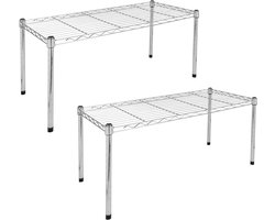 2-Pack Stalen Organizer Rekken 76 cm Breed - Verchroomde 1-Laags Draadrek voor Opslag