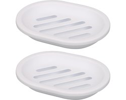 2-pack Zeepschaal, Zeephouder, Zeepspaarder, Gemakkelijk te reinigen, Droog, Stop Mushy Zeep (Wit)