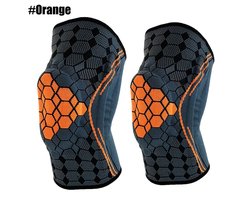 2-pack zeer elastische compressiekniebeschermers met ademend gaas voor hardlopen, basketbal, voetbal en fietsen (maat M, oranje)