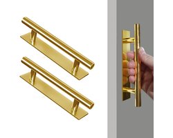 2-Pack - Zelfklevende duw-trekhulp - Verborgen kunststof handgreep - Ponsvrije kastlade/deur/raamkast universeel - Dubbelzijdig klevende meubelgreep - Goud