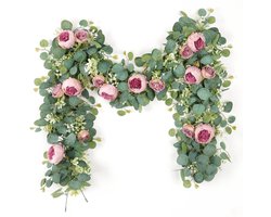 2 Pakjes Kunstmatige Slingers, Slingers, Vintage Nepbloemslingers, Groene Roos Wijnstokken, Bruiloft Boog Decoratieve Muur Gemonteerde Planten, Deurdecoratie, Slinger（1.8M）