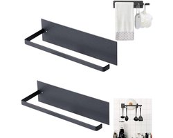 2 papieren handdoekhouders, opbergrek zonder ponsen,roestvrijstalen rolpapierhouders, huishoudelijke opbergrekken , te gebruiken in keukens, badkamers, kasten (22*6cm, zwart)