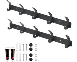 2 Pcs 17 Inch Wardrobe Hooks Black Coat Rack with 5 Hooks Wardrobe Hooks Wall Wardrobe Hooks for Bathroom, Shower - ShopVlot