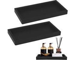 2 Pcs Badkamer Tray Zwart - Decoratie Badkamer Modern - Silikon Decoratieve Tray Badkamer Opbergbak Tray Decoratie voor Wastafel - Toilet - Badkuip