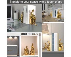 2 Pcs Bookends - Boeksteunen voor Lezen - Decoratieve Boeksteunen - Kantooraccessoires voor School en Thuis - Goud